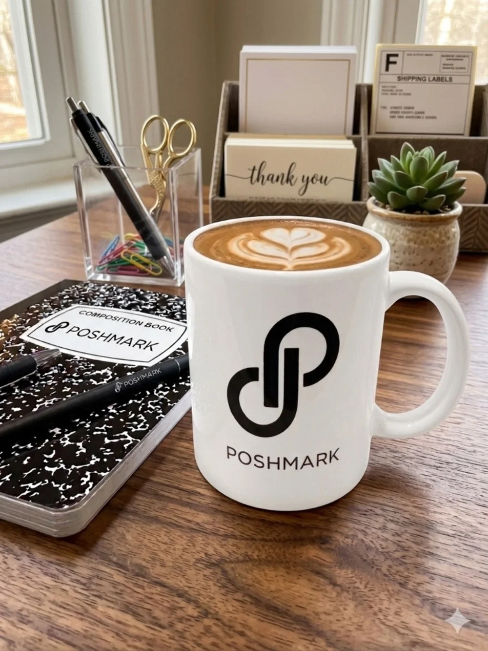 Authentic Poshmark Logo Coffee Mug – Classic White  - Branded Logo